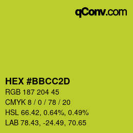 カラーコード: HEX #BBCC2D | qconv.com