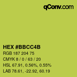 Color code: HEX #BBCC4B | qconv.com