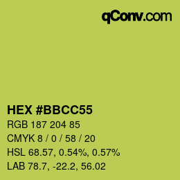 Color code: HEX #BBCC55 | qconv.com