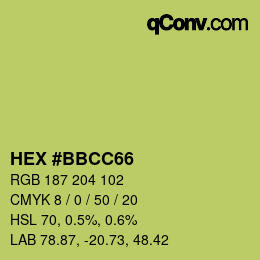 Color code: HEX #BBCC66 | qconv.com