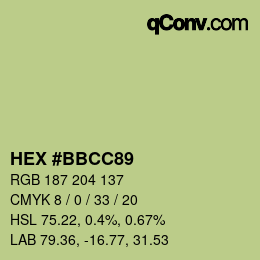 Color code: HEX #BBCC89 | qconv.com