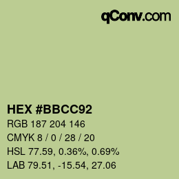カラーコード: HEX #BBCC92 | qconv.com