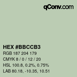 Farbcode: HEX #BBCCB3 | qconv.com