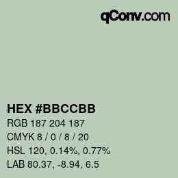 Color code: HEX #BBCCBB | qconv.com