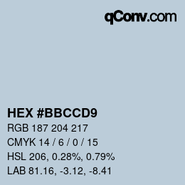 Color code: HEX #BBCCD9 | qconv.com