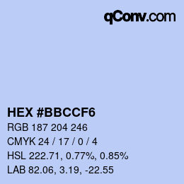 Color code: HEX #BBCCF6 | qconv.com