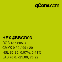 カラーコード: HEX #BBCD03 | qconv.com