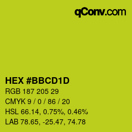 Color code: HEX #BBCD1D | qconv.com