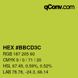 Color code: HEX #BBCD3C | qconv.com