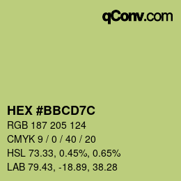 Color code: HEX #BBCD7C | qconv.com