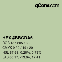 カラーコード: HEX #BBCDA6 | qconv.com