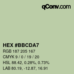 颜色代码: HEX #BBCDA7 | qconv.com