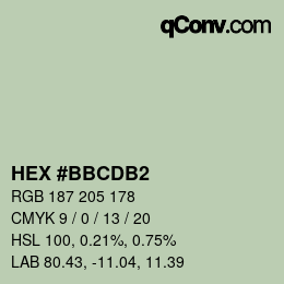 颜色代码: HEX #BBCDB2 | qconv.com