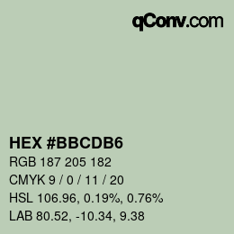 カラーコード: HEX #BBCDB6 | qconv.com