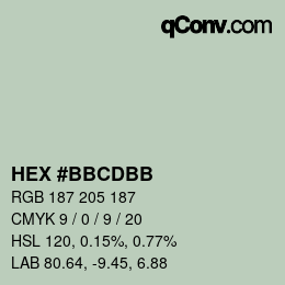 カラーコード: HEX #BBCDBB | qconv.com
