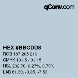 颜色代码: HEX #BBCDD8 | qconv.com