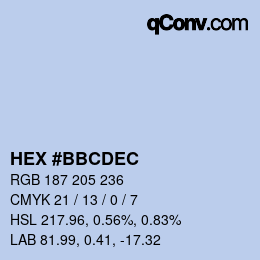 Color code: HEX #BBCDEC | qconv.com