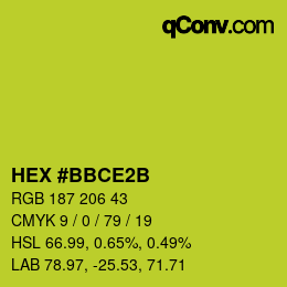 カラーコード: HEX #BBCE2B | qconv.com