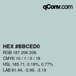 カラーコード: HEX #BBCED0 | qconv.com