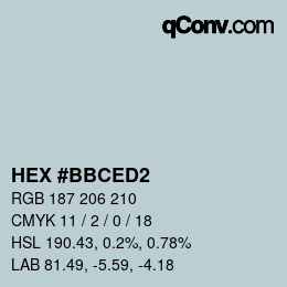カラーコード: HEX #BBCED2 | qconv.com