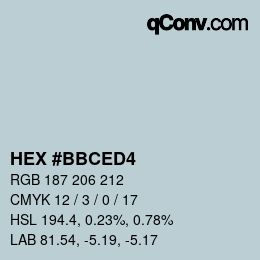 Código de color: HEX #BBCED4 | qconv.com