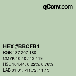 Color code: HEX #BBCFB4 | qconv.com