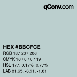 Color code: HEX #BBCFCE | qconv.com