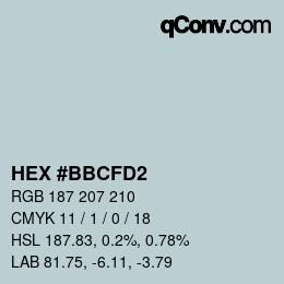 カラーコード: HEX #BBCFD2 | qconv.com