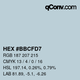 カラーコード: HEX #BBCFD7 | qconv.com
