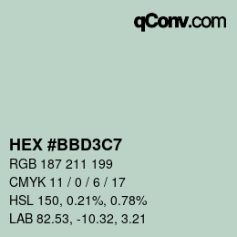 Color code: HEX #BBD3C7 | qconv.com