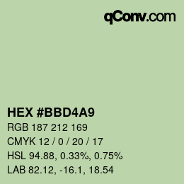 カラーコード: HEX #BBD4A9 | qconv.com