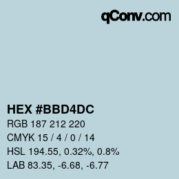 Color code: HEX #BBD4DC | qconv.com