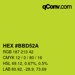 颜色代码: HEX #BBD52A | qconv.com