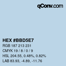 Color code: HEX #BBD5E7 | qconv.com