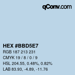 カラーコード: HEX #BBD5E7 | qconv.com