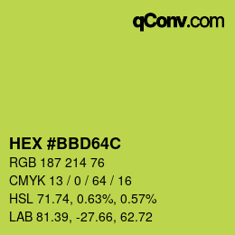 カラーコード: HEX #BBD64C | qconv.com