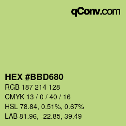 Farbcode: HEX #BBD680 | qconv.com