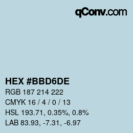 Color code: HEX #BBD6DE | qconv.com