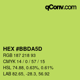 颜色代码: HEX #BBDA5D | qconv.com