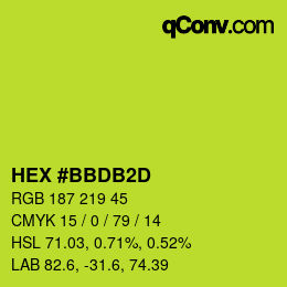 Color code: HEX #BBDB2D | qconv.com