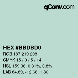 Color code: HEX #BBDBD0 | qconv.com