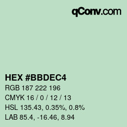 Farbcode: HEX #BBDEC4 | qconv.com