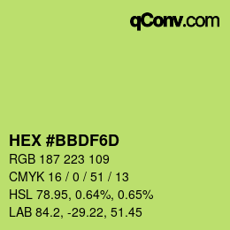 颜色代码: HEX #BBDF6D | qconv.com