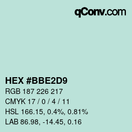 Color code: HEX #BBE2D9 | qconv.com