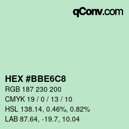 Color code: HEX #BBE6C8 | qconv.com