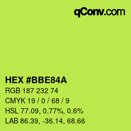 颜色代码: HEX #BBE84A | qconv.com