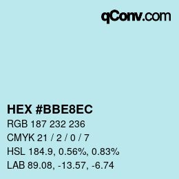 Color code: HEX #BBE8EC | qconv.com