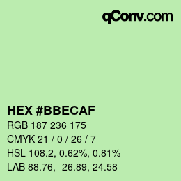 Color code: HEX #BBECAF | qconv.com