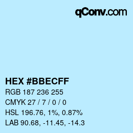 Color code: HEX #BBECFF | qconv.com