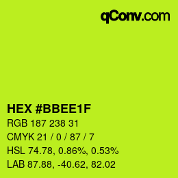カラーコード: HEX #BBEE1F | qconv.com